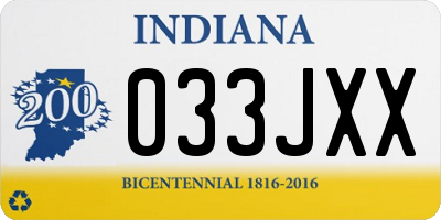 IN license plate 033JXX
