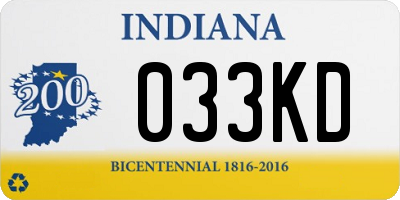 IN license plate 033KD
