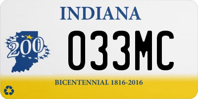 IN license plate 033MC