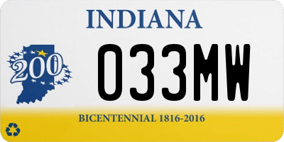 IN license plate 033MW