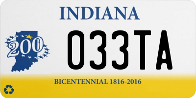 IN license plate 033TA