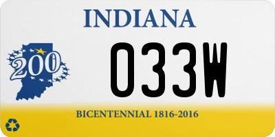 IN license plate 033W