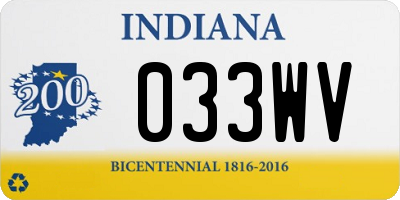 IN license plate 033WV