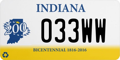 IN license plate 033WW