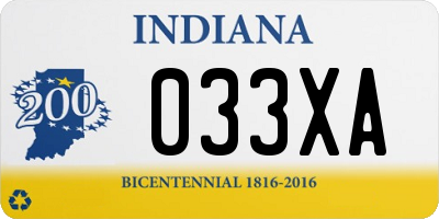 IN license plate 033XA