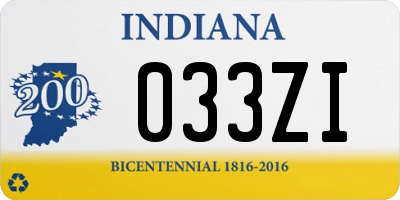 IN license plate 033ZI