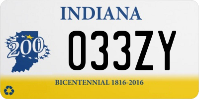 IN license plate 033ZY