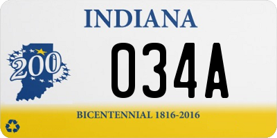 IN license plate 034A