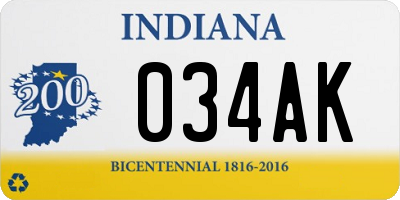 IN license plate 034AK