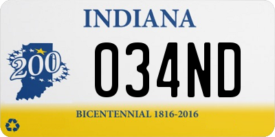 IN license plate 034ND