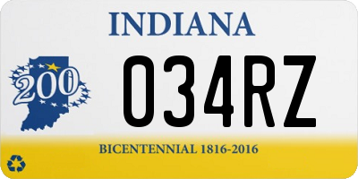 IN license plate 034RZ