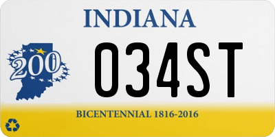 IN license plate 034ST