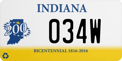 IN license plate 034W