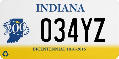 IN license plate 034YZ