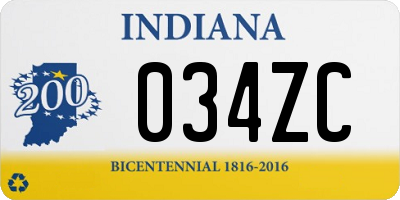 IN license plate 034ZC