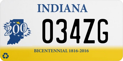 IN license plate 034ZG