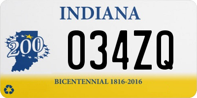 IN license plate 034ZQ