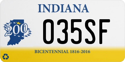 IN license plate 035SF