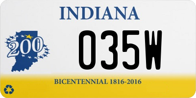 IN license plate 035W