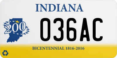 IN license plate 036AC