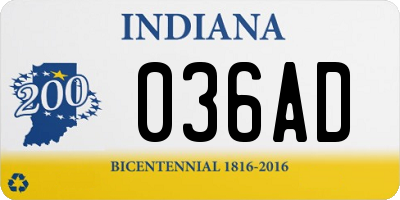 IN license plate 036AD