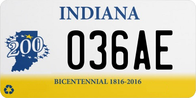 IN license plate 036AE