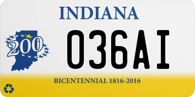 IN license plate 036AI