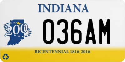 IN license plate 036AM