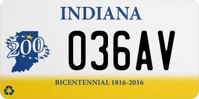 IN license plate 036AV