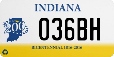 IN license plate 036BH