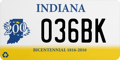 IN license plate 036BK