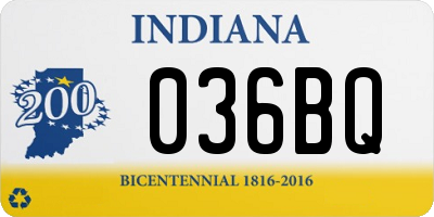 IN license plate 036BQ