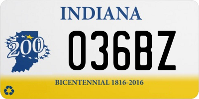 IN license plate 036BZ