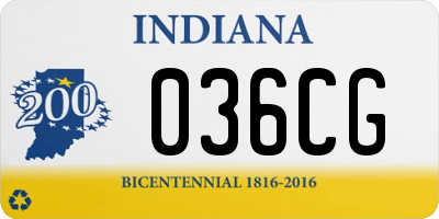 IN license plate 036CG