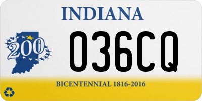 IN license plate 036CQ