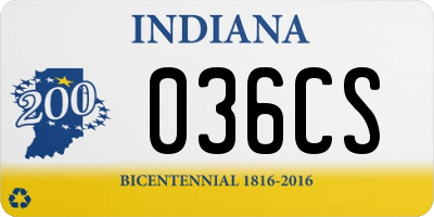 IN license plate 036CS