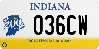 IN license plate 036CW