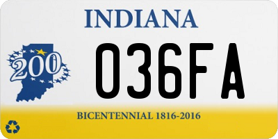 IN license plate 036FA