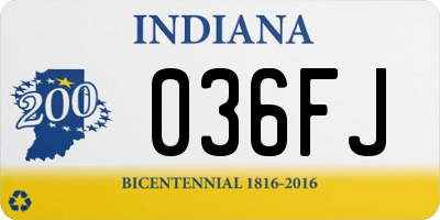 IN license plate 036FJ