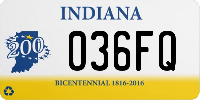 IN license plate 036FQ