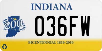 IN license plate 036FW