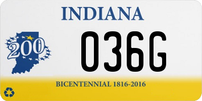 IN license plate 036G