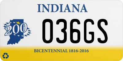 IN license plate 036GS