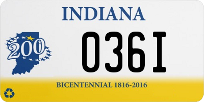 IN license plate 036I