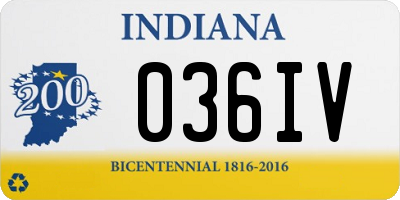 IN license plate 036IV