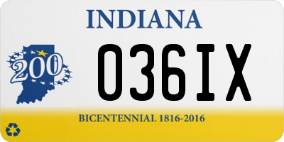 IN license plate 036IX
