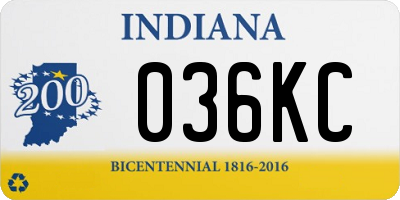 IN license plate 036KC