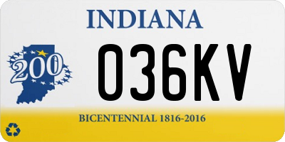 IN license plate 036KV