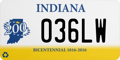 IN license plate 036LW