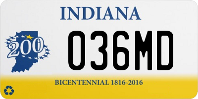 IN license plate 036MD